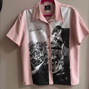 Graceland Pink Unisex Panel Shirt with Black and White Print
